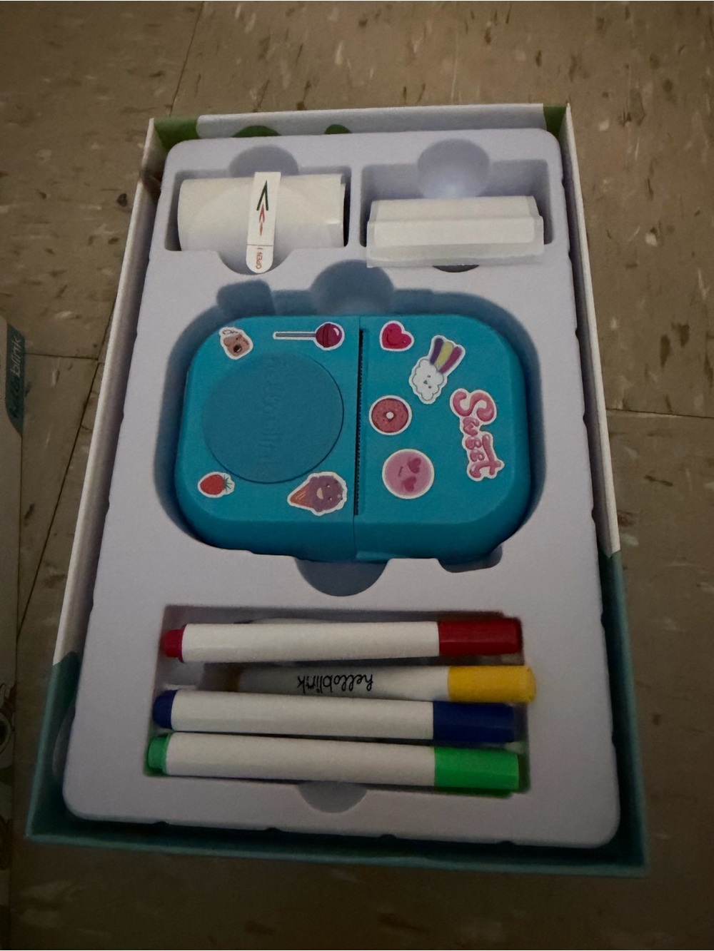 Kids Craft Marker Set with Sticker Decorated Turquoise Case